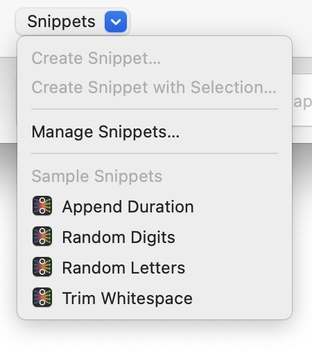 snippets menu